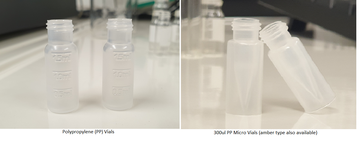 Polypropylene (PP) vials and PP micro vials